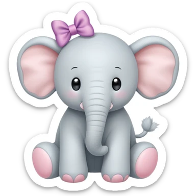 jellycat plush white Elephant with a bow on its head sticker