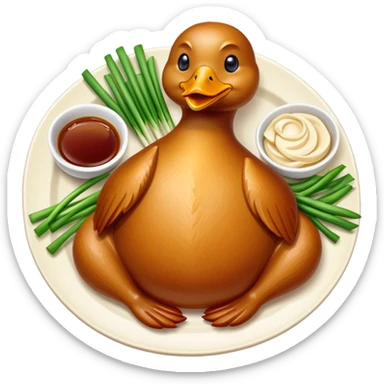 Peking duck, crispy golden skin, Chinese cuisine, emoji style sticker
