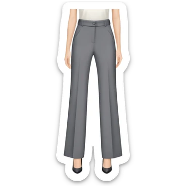 gray wide leg tailored women's dress pants, high waisted, formal trousers, only the garment, no model, flat lay on white background sticker