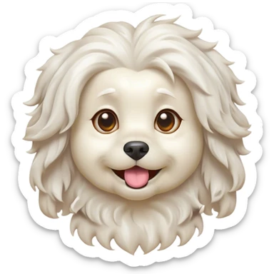 Cinematic Comical Wavy-Haired Maltese dog Portrait Emoji, Head tilted dramatically with an exaggeratedly amused or surprised expression, featuring a silky, wavy-haired white coat with a playful sheen, wide, expressive dark eyes filled with exaggerated disbelief, Simplified yet hilariously expressive features, highly detailed, glowing with a slightly sassy glow, high shine, dramatic yet playful, stylized with an air of cheeky charm, bright and endearing, soft glowing outline, capturing the essence of a spirited and over-the-top companion, so meme-worthy it feels like it could side-eye its way into internet fame instantly! sticker