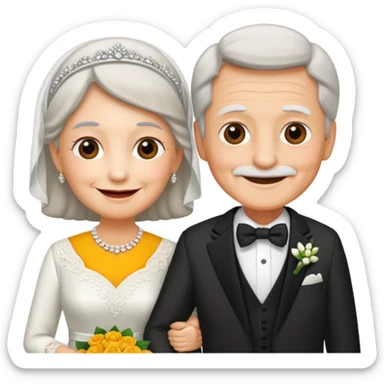 old couple in wedding setup sticker