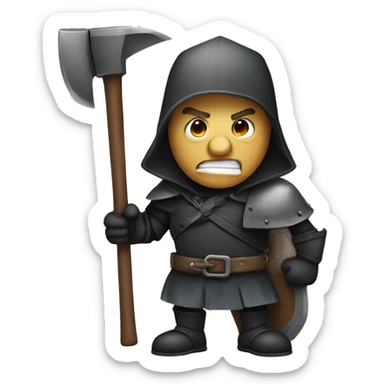 executioner with an axe on his shoulder in cartoon style without background sticker