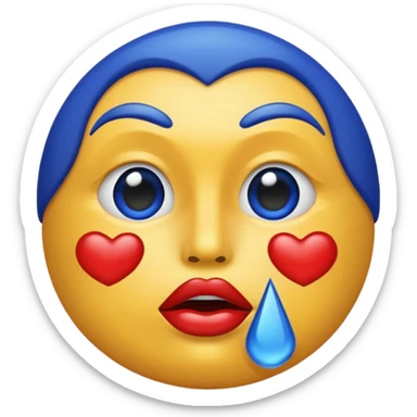 the original kiss mark emoji but instead of it being red it is royal blue  sticker