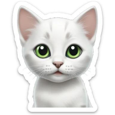 White kitten with grey-green eyes and little черное Spot near the ear sticker