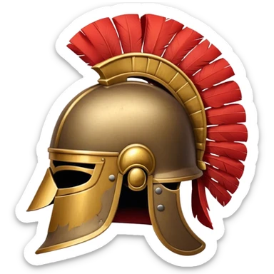 2d Roman Helmet facing the right, with red plu sticker