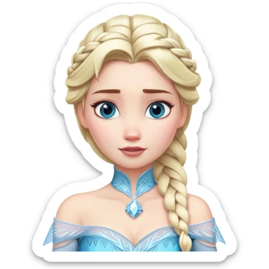 Elsa from Frozen with blonde braid, ice queen, chest up portrait sticker