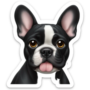 Black French bulldog with a little bit of white in his neck sticker