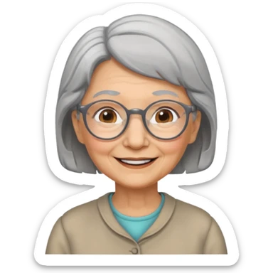 grandmother with glasses and gray hair, grizzle sticker