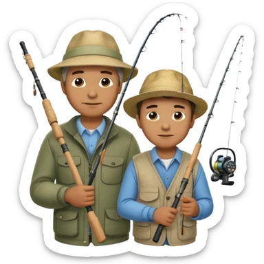 father and son fishing sticker