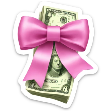 money with pink bow sticker