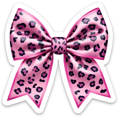  Pink leopard print bow  sticker