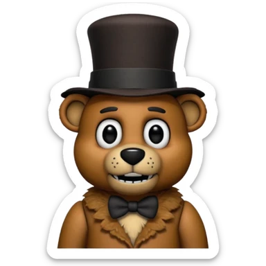Freddy Fazbear with black and tiny hat from Five Nights At Freddy's Movie sticker