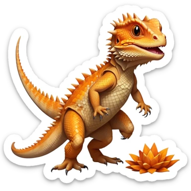 cinematic-bearded-dragon-realistic-full-body-standing-emoji,-rough-scaled-body-balanced-on-strong-legs,-spiky-throat-slightly-flared,-head-tilted-dramatically,-warm-orange-and-brown-patterns-glowing-under-the-sun,-simplified-yet-realistic-focused-features,-highly-detailed,-glowing-with-an-almost-sarcastic-glow sticker