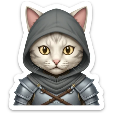 cat warrior with hood sticker