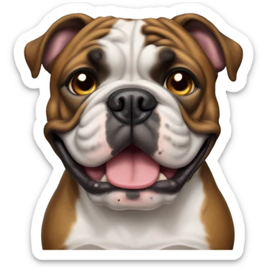 Brindle British bulldog with one eye smiling  sticker
