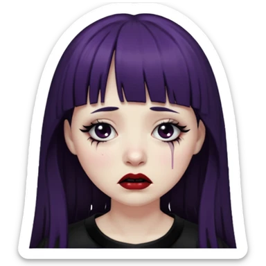 Gótica sem maquiagem de franjinha chorando noite sticker