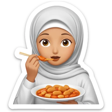 Girl wearing hijab and tteokbokki sticker