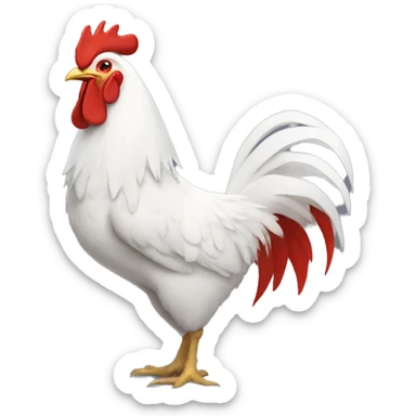 white rooster in pixar style with a red t-shirt with the number 13 sticker