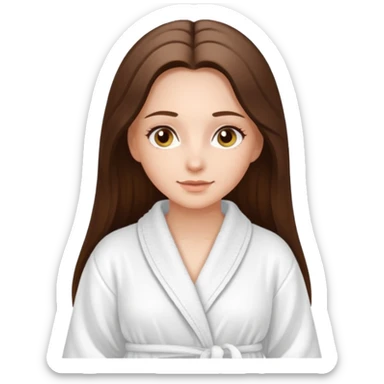 white long brunette hair girl with hazel eyes in a bathrobe  at the spa sticker
