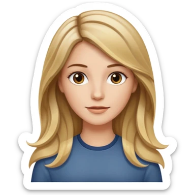 Mulher branca, cabelos longos liso com as pontas ondulado castanho com loiro com luzes  sticker