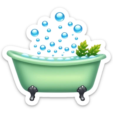 Bathtub with leaves for bubbles and steam  sticker