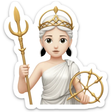 a greek white marble statue holding a marble trident.  sticker