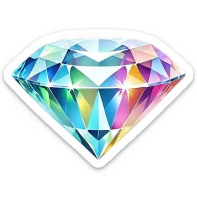 Cinematic Realistic Diamond Emoji, Brilliant and sparkling, with perfectly cut facets reflecting light in dazzling rainbows, resting upon a soft velvet background. The sharp, clean edges reflect light in every direction, creating a mesmerizing shine. Soft glowing outline, capturing the essence of timeless luxury and radiant beauty in a single, flawless diamond! sticker