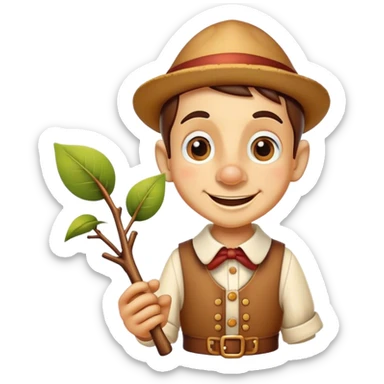 Pinnochio with a branch nose  sticker