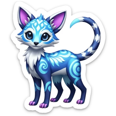 Icy floral shiny colorful neon bright vibrant patterned Genet-Absol-Zeraora-Primagen-fusion-creature  sticker