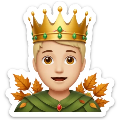 fall ecstatic emoticon artsy slightly creepy crown of leaves but make the base a normal emoji sticker
