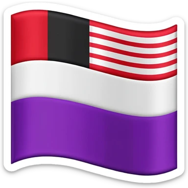 The emoji of a flag with three horizontal sections. The top is black, the middle is white, and the bottom is split in half. The bottom left is purple, and the bottom right is red sticker