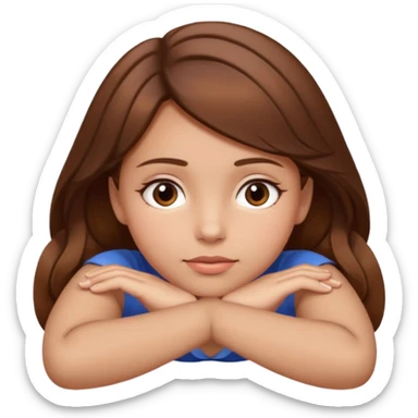 girl with brown her lying on stomach (only head and shoulders shown) with hands under the chin sticker