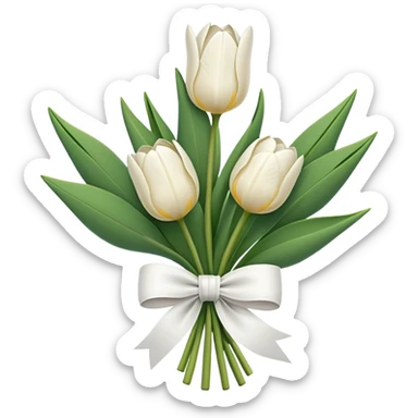 White tulips with bow to tie them  sticker