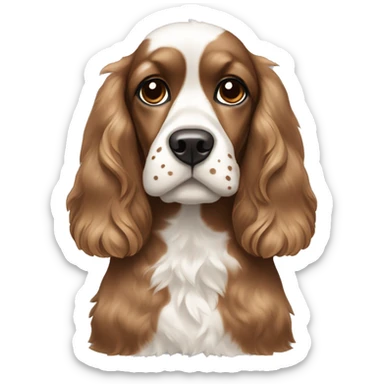 Brown and white spotted Cocker spaniel with a side bang  sticker