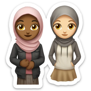 Calico cat with hijab girl white skin sticker