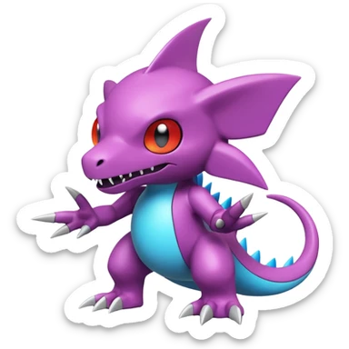 A 3D CGI model of a randomly-colored cool badass cute Fakémon-Pokémon-Digimon-Spectrobe-creature (full body) sticker