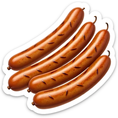 Single grilled sausage on a plain white background sticker
