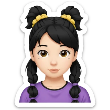 Teen girl with scrunchie ponytail black hair sticker