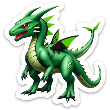  Cool Edgy Shiny Futuristic Ethereal Legendary Rayquaza-Digimon-Tyranitar-Flygon-hybrid full body sticker