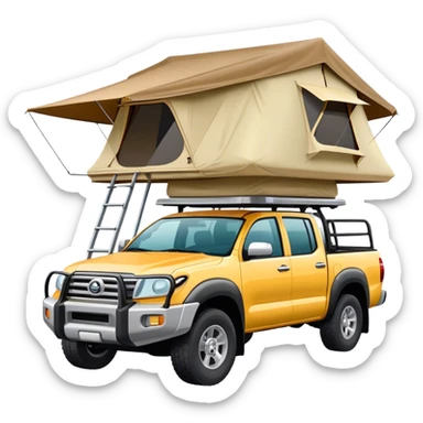 A pickup truck with a roof tent on top sticker