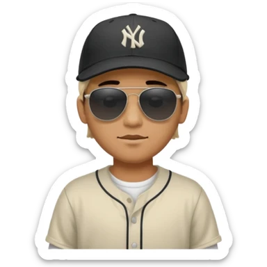 Un hombre con gorra y ropa holgada y con lentes negros  sticker
