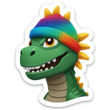 Godzilla with a propeller beanie sticker