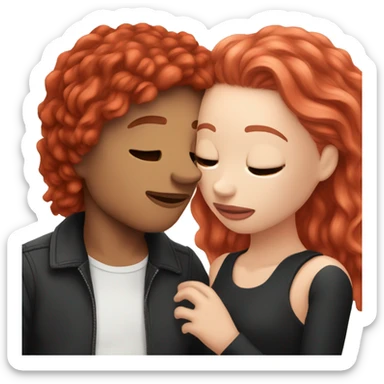 couple kiss,girl with white skin red hair man with withe skin balck hair  sticker