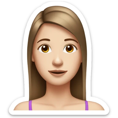 a white girl with milking brown straight hair that goes past her neck with brown eyes and long eyelashes sticker