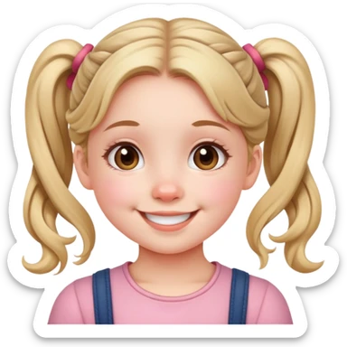 cute smiling girl with pigtails and rosy cheeks sticker