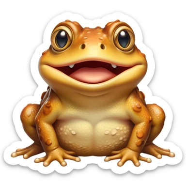 Cinematic Comical Toad Portrait Emoji, Head tilted dramatically with an exaggeratedly amused expression, featuring a robust, bumpy body with wide, comically expressive eyes full of playful disbelief and a quirky, textured face, Simplified yet hilariously expressive features, highly detailed, glowing with a slightly sassy woodland glow, high shine, dramatic yet playful, stylized with an air of quirky amphibian mischief, soft glowing outline, capturing the essence of a meme-worthy toad that looks ready to side-eye its way into viral fame! sticker