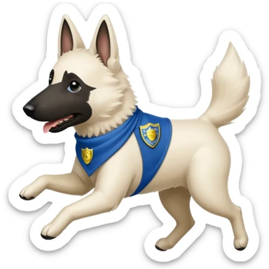 White belgian Shepard Runs away from police car and says "ACAB" sticker