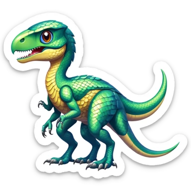Shiny Futuristic Fakemon-Pokemon-Digimon-Spectrobes-Raptor-fusion, full body sticker