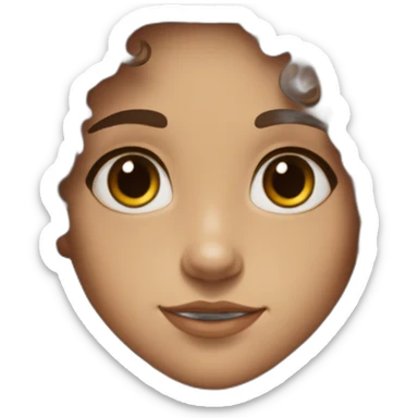 half faun half human girl with long curly brown hair and brown eyes with freckles on her face in a black fluffy cloak sticker