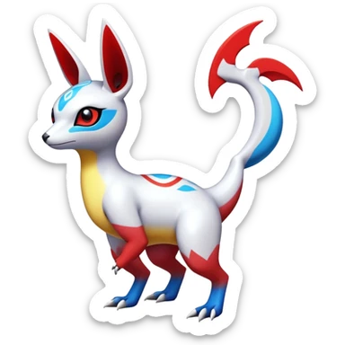  Cute Shiny Exotic Colorful Guilmon-Latias-Koraidon-Umbreon-Fakémon-hybrid-creature (full body)  sticker